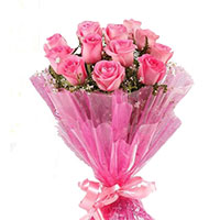 Send Online Pink Roses Bouquet 12 Flowers to Navi Mumbai