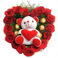 Send 18 Red Roses 5 Ferrero Rocher Teddy Heart. Send Gifts to Mumbai