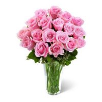 Deliver Diwali Flowers to Nashik to Send Pink Roses in Vase 24 Flowers
