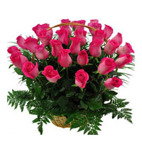 Friendship Day Flowers of Pink Roses Basket 36 Flowers to Mumbai