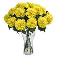 Send New Year Flowers in Ahmednagar consisting of Yellow Carnation Vase of 24 Flowers in Mumbai