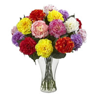Send Christmas Flowers to Panval. Deliver Mixed Carnation 24 Best Flowers in Vase to Mumbai.