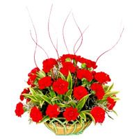 Diwali Flowers Delivery in Mumbai. Red Carnation Basket 25 Flowers to Mumbai
