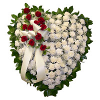 New Year Delivery Flowers in Mumbai including 100 White Carnation Heart with 12 Red Rose Flowers in Mumbai