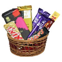 Basket of Imported and Indian Chocolate in Chocolate Delight Hamper, Friendship Gifts Online