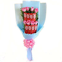 Order Friendship Presents of 6 Red Roses 10 Pcs Ferrero Rocher Bouquet, Flowers toMumbai Online