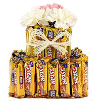 Deliver Best Friend Gifts Online 16 Pcs Ferrero Rocher 16 White Roses Bouquet in Mumbai for Friendship Day