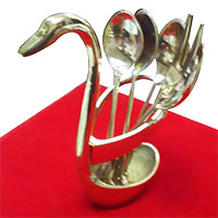 Christmas Gifts to Mumbai. Swan Cutlury Stand in Brass