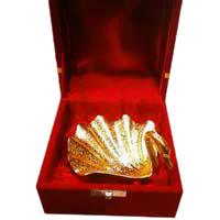 Deliver Christmas Gifts in Nagpur Gold Plated Duck Shaped Tray in Brass.