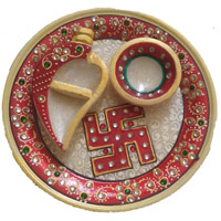 Send Diwali Gifts to Mumbai made up of Pooj Thali in Marble