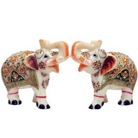 Christmas Gifts Delivery in Mumbai like Pair of Elephants in Marble