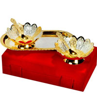 Diwali Gifts Delivery in Akola delivers Two Gold Plated Bowl in Brass