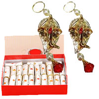 Send Diwali Gifts to Andheri for decorating purose, Buy Pair of Two Hanging Ganesha with 500 gm Kaju Roll