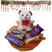 Diwali GIfts to Amravati along with 6 Inches Teddy, Chocolate Basket and 2 Door Hanging Bandhanwar