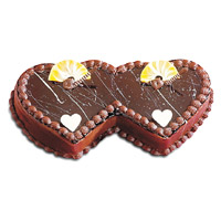 Online Cake Shop in Mumbai to send 2 Kg Double Heart Shape Chocolate Cake