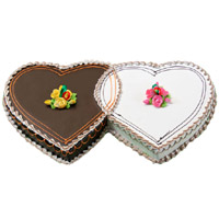 Shop for 3 Kg Double Heart Chocolate Vanilla 2-in-1 Cake to Mumbai