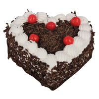 Home Delivery of Friendship Day Cakes in Mumbai for 1 Kg Eggless Heart Shape Black Forest Cake 