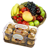 Friendship Gifts. Send 2 Kg Fresh Fruits 16 pcs Ferrero Rocher Chocolates to Mumbai