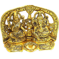 Lord Ganesha Lakshmi Ji in Gold Alumunium