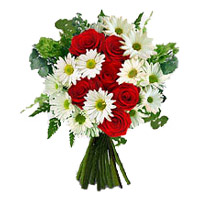 Deliver New Year Flowers in Mumbai incorporate with Red Roses White Gerbera Bouquet 12 Flowers in Mumbai