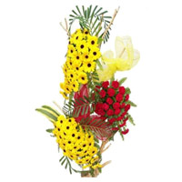 Send 25 Red Rose to Mumbai with 50 Yellow Gerbera Tall Arrangement on Friendship Day