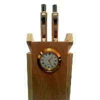 Christmas Gifts Delivery in Nagpur like Wooden Clock and Pen Stand with 2 Pens