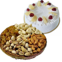 Send Presents for Friends, 500 gm Pineapple Cake with 500 gm Mixed Dry Fruits in Mumbai