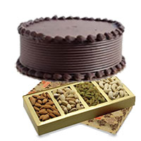 Online Diwali Gifts Delivery with 500 gm Mixed Dry Fruits with 500 gm Chocolate Cake Delivery to Mumbai