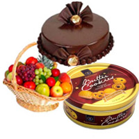 Deliver 1 Kg Fresh Fruits in Basket with Bhaidooj Gifts to Mumbai and you can also send 500 Chocolate Truffle and Butter Cookies to Mumbai