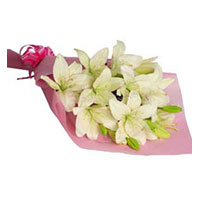 Friendship Day Delivery to Mumbai. Send White Lily Bouquet 6 Stems