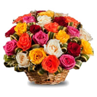 Deliver Bhaidooj Flowers in Mumbai to Send Mixed Roses Basket 30 Flowers
