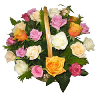 Send Christmas Flowers to Mumbai that includes Mixed Roses Basket 20 Flowers in Ahmednagar