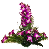 Online Diwali Flowers Delivery of 6 Purple Orchids Flower Arrangement