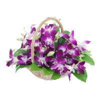 Send Flowers Friendship, Purple Orchids Basket 15 Flower to Mumbai 