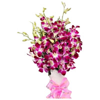 Friendship Day Flower Delivery. Purple Orchid Bunch 12 Flowers Stem