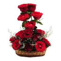 New Year Flowers in Mumbai that includes Red Roses Basket 12 Flowers to Mumbai