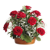 Online New Year Flowers to Ahmednagar online Contain Red Roses Basket 18 Flowers in Mumbai