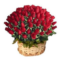 Submit Online Order for Red Roses Basket 100 Flowers to Panvel
