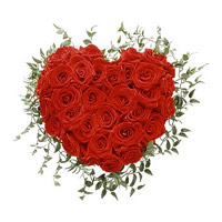 Flower Delivery in Mumbai. Red Roses Heart Arrangement 40 Flowers