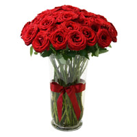 Diwali Flowers Delivery to Mumbai Same Day consist of Red Roses in Vase 24 Flowers