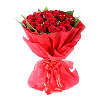 Deliver Diwali FLowers in Pune including Red Rose Bouquet in Crepe 24 Flowers
