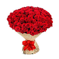 Flowers on Rakhi Delivery, Send Online Red Rose Bouquet in Crepe 50 flowers in Mumbai