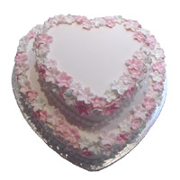 Send 3 Kg Two Tier Heart Shape Strawberry Cake to Mumbai Same Day Delivery