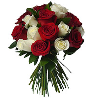 Flower Delivery to Mumbai on Bhaidooj for your relatives including Red White Roses Bouquet 18 Flowers