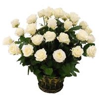 Deliver Flowers to Mumbai : 24 White Roses Basket