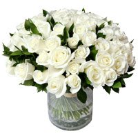 Flowers to Mumbai : 50 White Roses Vase