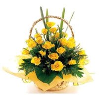 Send Flowers in Navi Mumbai.Yellow Roses Basket 30 Flowers