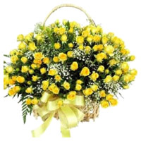 Flower Delivery Mumbai : 100 Yellow Roses Basket