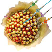 Chocolate Delivery in Mumbai with Rakhi consist of 64 Pcs Ferrero Rocher Bouquet