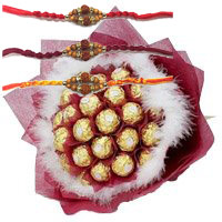 Online Rakhi Gifts to Mumbai with 32 Pcs Ferrero Rocher Bouquet
